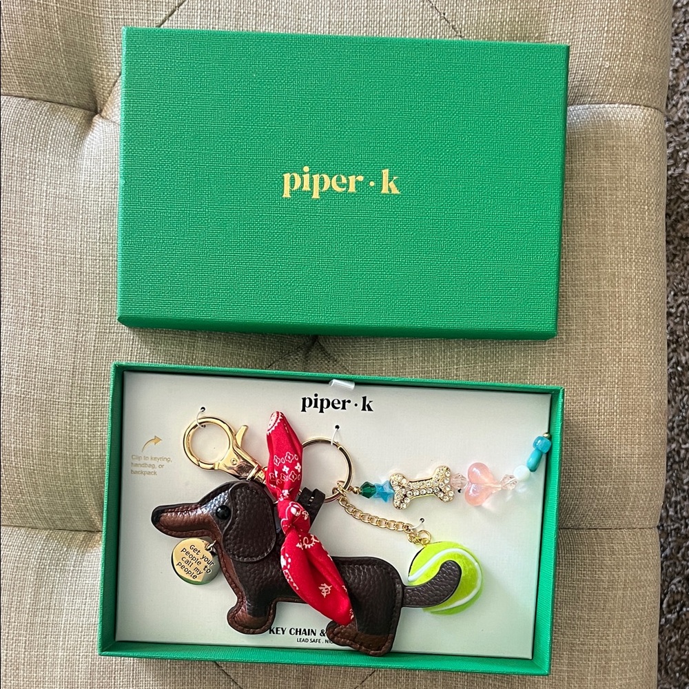 Piper K Brown Dachshund Key & Card Holder